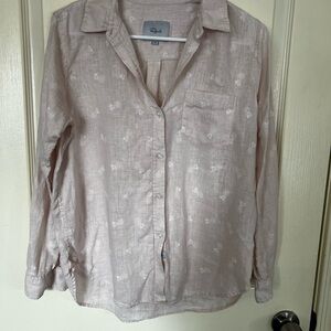 Rails Charli White Pineapple Blush Button-Up Shirt Linen Blend